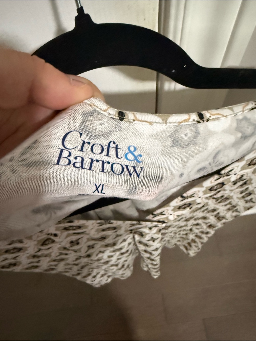 croft & barrow Floral Geometric Sleeveless Camisole - White & Brown - Picture 2 of 2